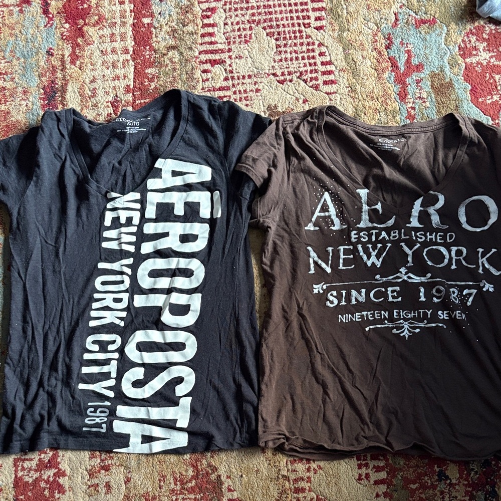 Aeropostale Short Sleeve Tees - Black and Brown